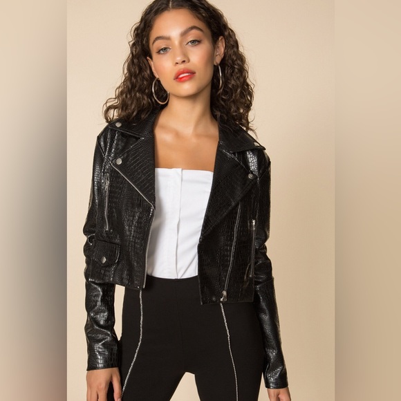 superdown Jackets & Blazers - superdown x Revolve Colette Cropped Moto Jacket in Black